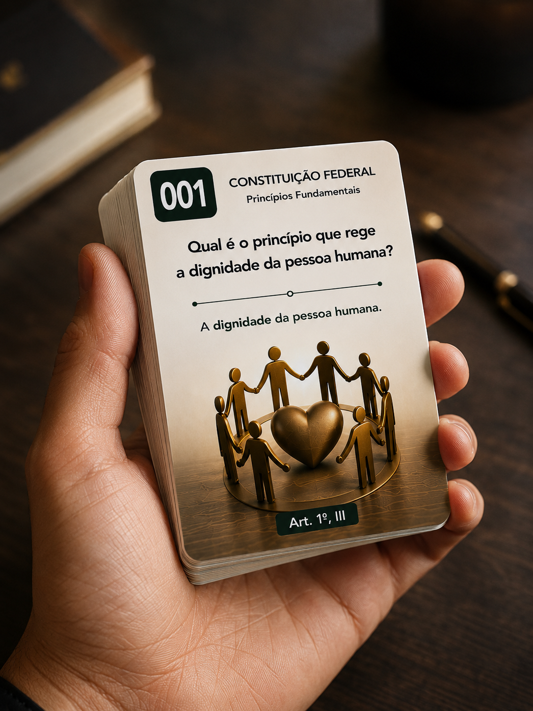 Detalhe aproximado de um flashcard da Constituição Federal